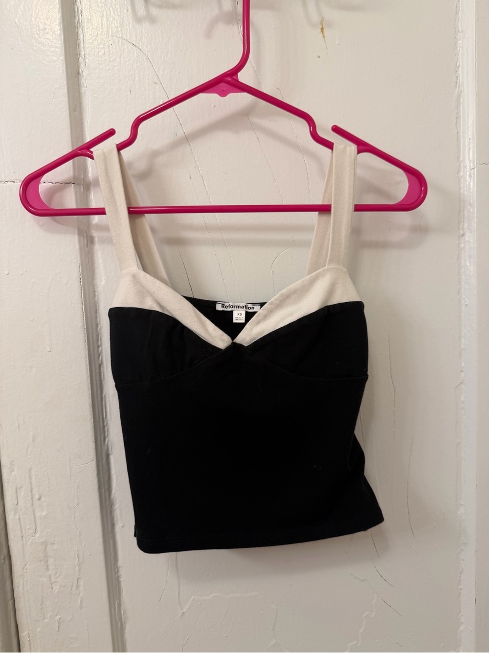 Reformation Black and Cream Bustier Tank